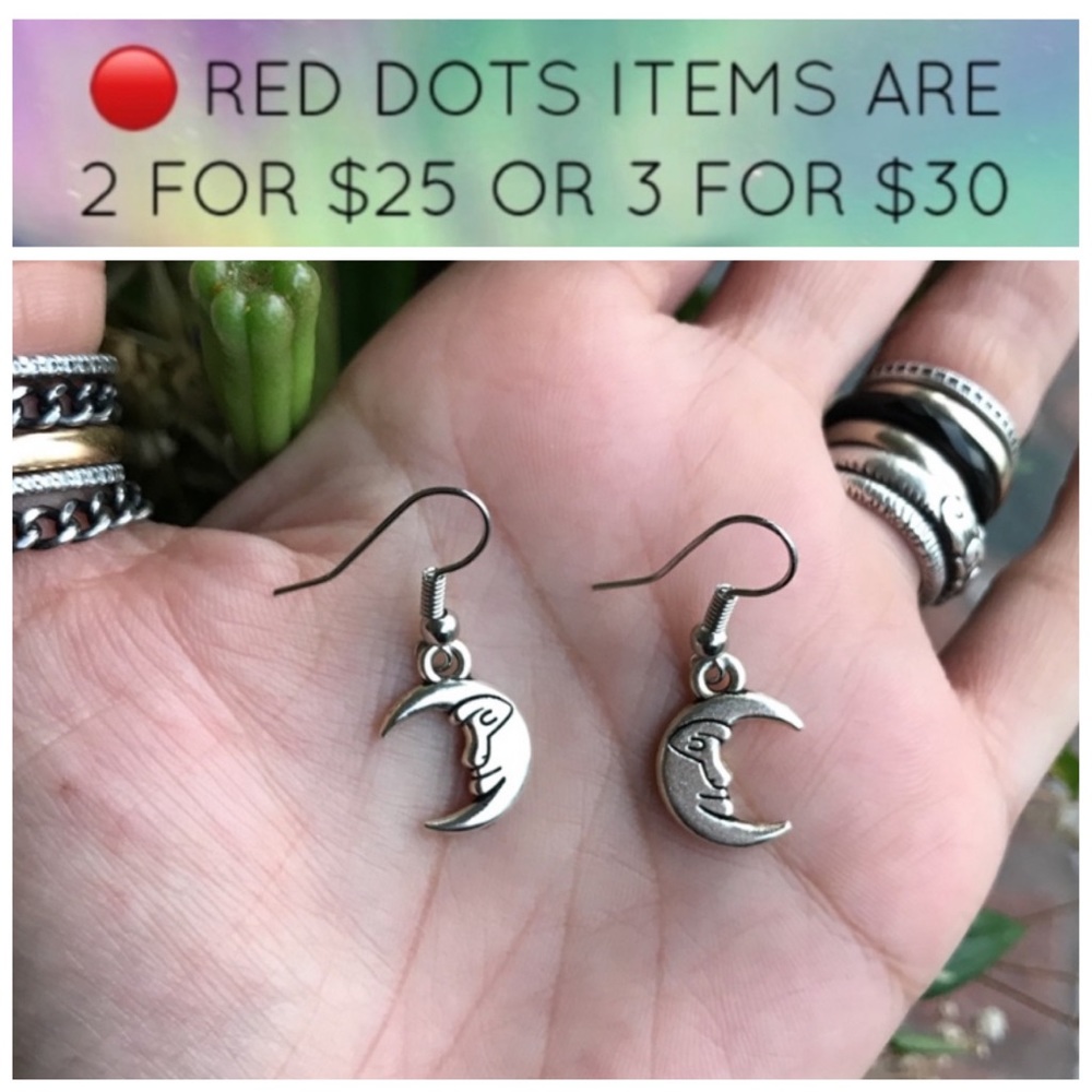 🔴SALE ! Silver plated small boho moon earrings